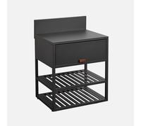 sweeek - Módulo cocina exterior de acero, 1 armario, 2 estantes, 80cm , Thira , 80x60x90 Negro Onesize
