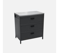 sweeek - Módulo cocina exterior de acero 3 cajones, 80cm , Naxos , 80x49x87 Negro Onesize