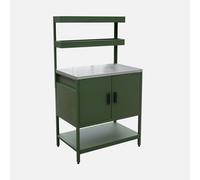 sweeek - Módulo cocina exterior de acero con 2 estanterías colgantes y 2 puertas, 80cm , Naxos , 80x49x142 Verde Onesize