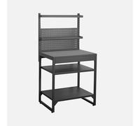 sweeek - Módulo cocina exterior de acero con 2 estantes, 2 bandejas y soporte mural, 80cm , Kea , 80x60x157 Negro Onesize