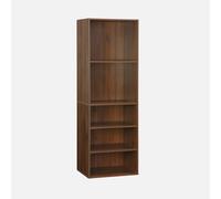 sweeek - Módulo de vestidor con decoración de madera y 5 estantes , Nepal , 60x45x180 Nogal