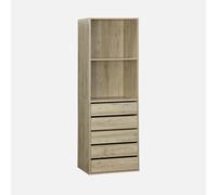 sweeek - Módulo de vestidor decorativo de madera con 5 cajones y 2 estantes , Nepal , 60x45x180 Natural
