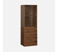 sweeek - Módulo de vestidor decorativo de madera con 5 cajones y 2 estantes , Nepal , 60x45x180 Nogal