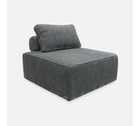 Sweeek - Módulo para sofá modular de pana, 1 plaza Verde - 90x90x40 cm Gray