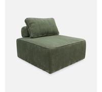 Sweeek - Módulo para sofá modular de pana, 1 plaza Verde - 90x90x40 cm Green