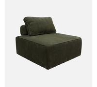 Sweeek - Módulo para sofá modular de pana, 1 plaza Verde oscuro - 90x90x40 cm Green