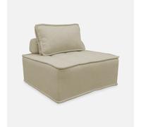 sweeek - Módulo para sofá modular en tela lisa, 1 plaza Beige - 90x90x40 cm Beige