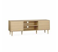 sweeek-Mueble TV Efecto Madera con 2 Niveles y 2 Puertas,160cm Natural - 160x40x56 cm