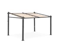 sweeek - Pérgola 3x4m de aluminio con cubierta corredera, Murum, Pardo, 355x290x251 cm Beige