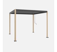 sweeek - Pérgola bioclimática 3x3m de aluminio y acero con lamas orientables y pies redondeados , Imperial 3x3m , 300x300x235 Madera