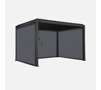 sweeek - Pérgola bioclimática 3x4m aluminio + 2 toldos 3m + 1 toldo 4m, Triomphe 3x4m + accesorios, Antracita, 400x300x250 cm Antracita