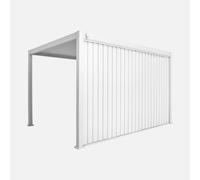 sweeek - Pérgola bioclimática de aluminio 3x4m + panel vertical 4m , Triomphe 3x4m + accesorio , 398x300x235 Blanco