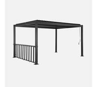 sweeek - Pérgola bioclimática de aluminio y acero 3x3m + barra 3m , Palace 3x3 + accesorio , 292x292x232 Antracita