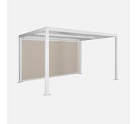 sweeek - Pérgola bioclimática de aluminio y acero 3x4m + toldo 4m , Palace 3x4m + accesorio , 392x292x224 Blanco