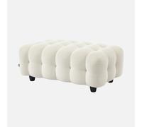 Sweeek - Puff, reposapiés para sofá de 3 plazas Leon borreguito texturizada, Leon, Crema, 115x70x48 cm Beige