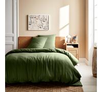 sweeek - Set de cama de gasa de algodón caqui, Alix, 220x240x220 cm 240 x 220 cm