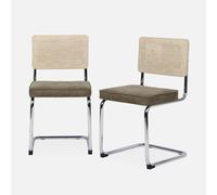 sweeek - Silla cantilever con respaldo efecto ratán, set de 2 , Maja , 46x54x84 Pardo