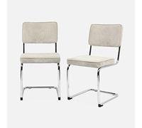 sweeek-Silla Cantilever de Pana, Set de 2 Gris Beige - 46x54.5x84.5 cm
