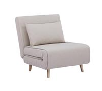 sweeek-Silla Convertible en Cama Tela Base Madera Beige - 191x77x49 cm
