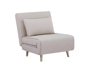 sweeek-Silla Convertible en Cama Tela Base Madera Beige - 191x77x49 cm