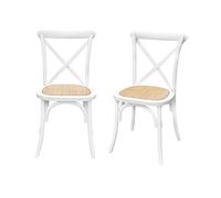 sweeek-Silla de bistró Vintage de Madera, Set de 2 Blanco - 48.5x53.5x88.5 cm
