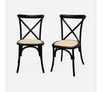 sweeek-Silla de bistró Vintage de Madera, Set de 2 Negro - 48.5x53.5x88.5 cm