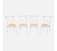 sweeek-Silla de bistró Vintage de Madera, Set de 4 Blanco - 48.5x53.5x88.5 cm