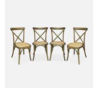 sweeek - Silla de bistró vintage de madera, set de 4 , Belleville , 48x53x88 Marrón viejo