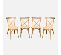 sweeek - Silla de bistró vintage de madera, set de 4 , Belleville , 48x53x88 Natural