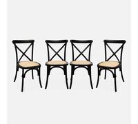 sweeek - Silla de bistró vintage de madera, set de 4 , Belleville , 48x53x88 Negro