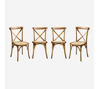 sweeek - Silla de bistró vintage de madera, set de 4 , Belleville , 48x53x88 Nogal