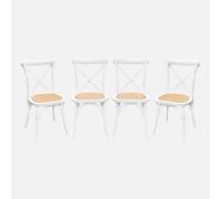 sweeek-Silla de bistró Vintage de Madera, Set de 4 Blanco - 48.5x53.5x88.5 cm