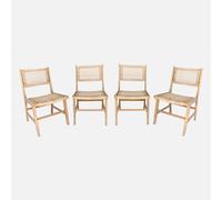 sweeek - Silla de caña y madera, set de 4 , Ocara , 48x59x85 Natural