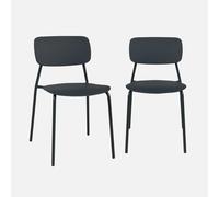 sweeek - Silla de jardín apilable de acero y plástico, set de 2 , Liva , 49x44x78 Antracita