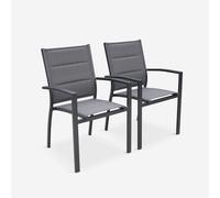 sweeek - Silla de jardín apilable de aluminio, set de 2 , Chicago , 57x57x89 Gris pardo y Antracita