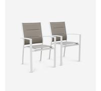sweeek - Silla de jardín apilable de aluminio, set de 2 , Chicago , 57x57x89 Pardo y Blanco