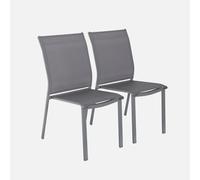 sweeek - Silla de jardín apilable de aluminio y textilene, set de 2 , Buffalo , 64x45x89 Antracita