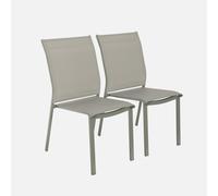 sweeek - Silla de jardín apilable de aluminio y textilene, set de 2 , Buffalo , 64x45x89 Verde kaki