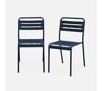 sweeek - Silla de jardín bistró de acero, set de 2 , Amelia , 44x52x79 Azul marino
