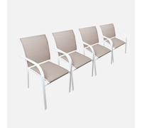 sweeek - Silla de jardín de aluminio y textileno, set de 4, Amara, Antracita, 62x55x84 cm White