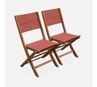 sweeek - Silla de jardín plegable de madera de eucalipto, set de 2 , Almeria , 50x58x89 Terracota