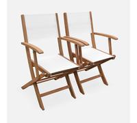 sweeek - Silla de jardín plegable de madera de eucalipto, set de 2 , Almeria , 54x58x89 Blanco