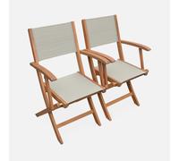 sweeek - Silla de jardín plegable de madera de eucalipto, set de 2 , Almeria , 54x58x89 Gris pardo