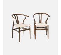 sweeek - Silla de madera con asiento de cuerda, set de 2 , Cecile , 54x53x76 Marrón viejo