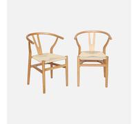 sweeek - Silla de madera con asiento de cuerda, set de 2 , Cecile , 54x53x76 Natural