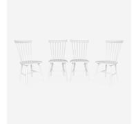 sweeek - Silla de madera de hevea, set de 4 , Romie , 49x44x90 Blanco