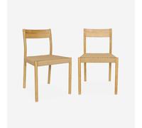 sweeek-Silla de Madera y Cuerda, Set de 2 Natural - 49.5x53x81 cm