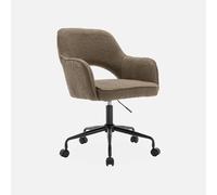 sweeek - Silla de oficina con ruedas en borreguito y base negra , Jim borreguito , 60x62x99 Brown