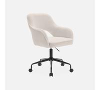 sweeek - Silla de oficina con ruedas en borreguito y base negra , Jim borreguito , 60x62x99 White