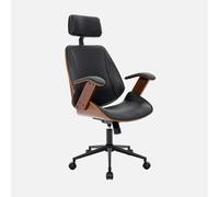sweeek - Silla de oficina con ruedas, madera curvada y acabado en polipiel , Michael , 62x67x130 Black